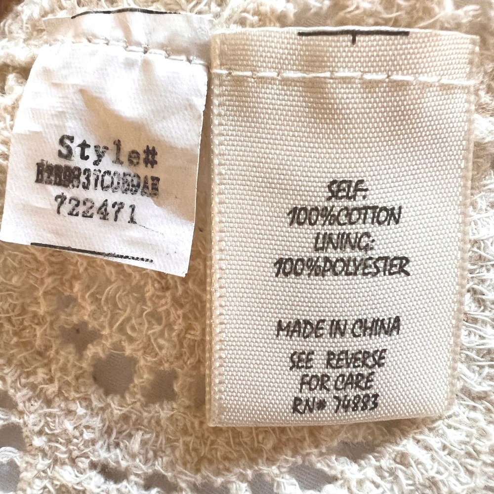 Adiva Cream Crochet Lace Short Sleeve Top Ivory Boho Festival Scalloped Hem Med - Picture 7 of 8